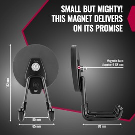 POPPSTAR 2 Magnetic Garage Hooks (Round Ø 88 mm, Pulling Force 42 kg, Height 80 mm), Black