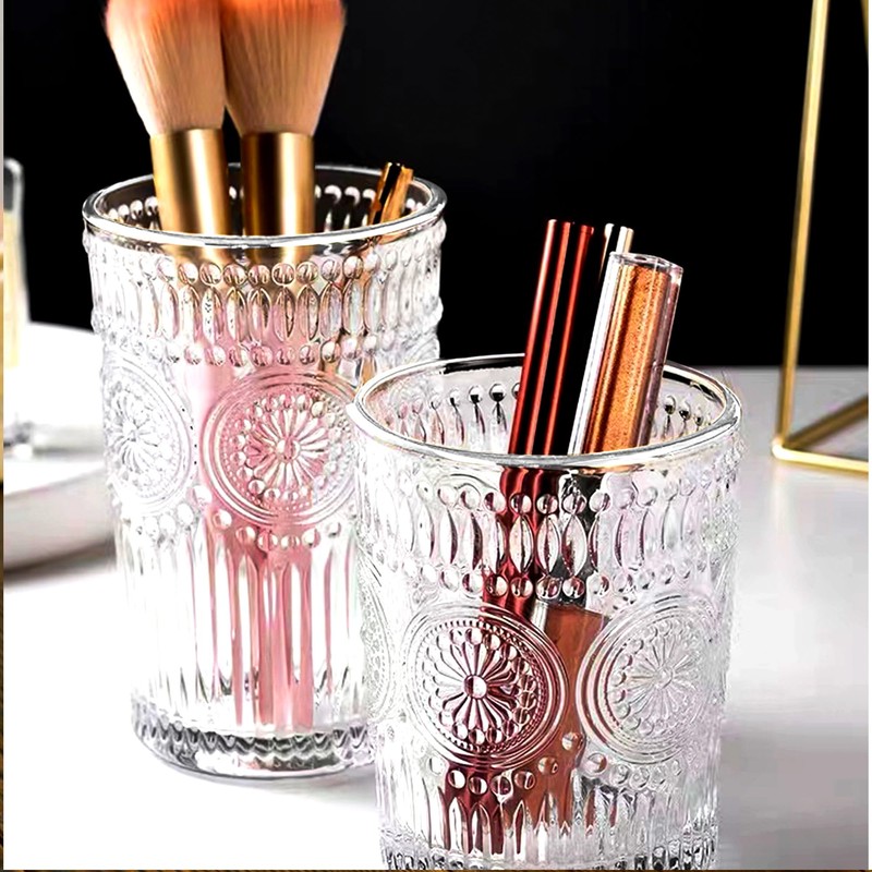 CAZAGA Glass Toothbrush Holders for Bathrooms, 12 oz Clear Tooth
