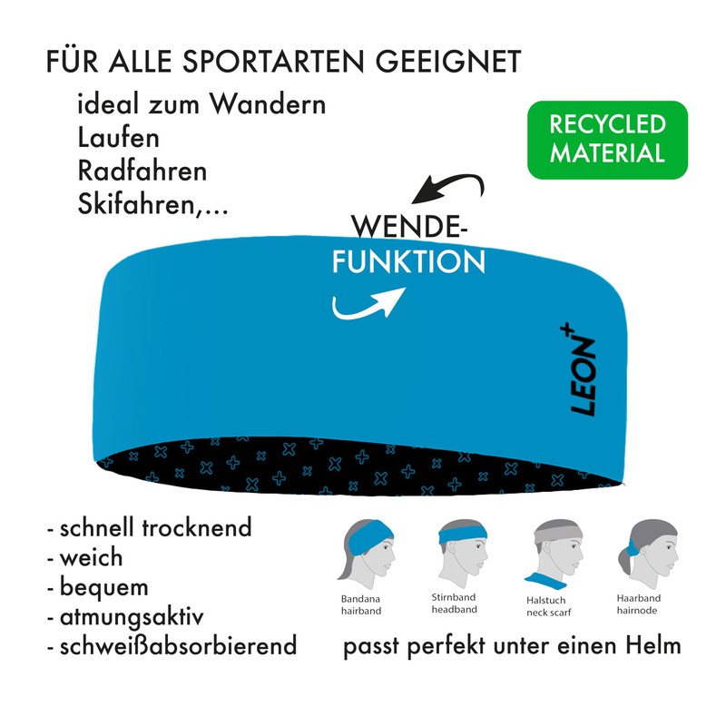 Sports Headband - Sustainable, Elastic, Unisex (Blue & Black)