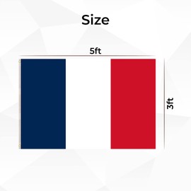 WedDecor 5ft x 3ft France National Flag Sporting Games Events Pub BBQ Decorations For Football Rugby Sports Women's Football World Cup Banner Fan Support Flag