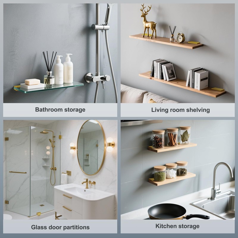 Ranbo 2 Pcs Solid Brass Glass Shelf Brackets, Heavy Duty