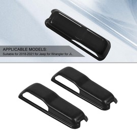 Riloer 2 pieces black car bonnet hinge cover trim decoration for J-eep W-rangler JL JLU 2018-2021