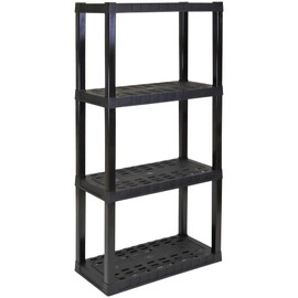 Koolatron 4-Tier Shelving Unit, 57 Fixed Height, Medium Storage Organizer for Home, Garage, Basement, Shed and Laundry Room, 14" W x 30" D x 57" H, Made with Recycled Materials, Matte Black