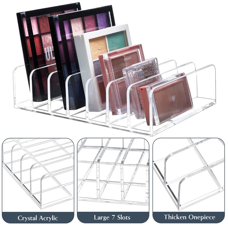 TUZAZO 2 Pack Acrylic Eyeshadow Palette Makeup Organizer - 7-Section