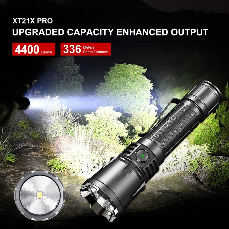 klarus XT21X Pro 4400 Lumens Rechargeable Advanced Tactical Flashlight, Beam