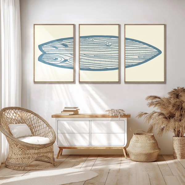 AntExpanse Surfboard Wall Decor 3 Pieces, Gallery-Style Canvas Art Prints