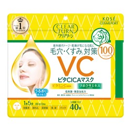 KOSE Clear Turn Vita CICA Mask, Large Capacity, 40 Pieces, Face Mask, Face Pack, Pores, Dullness Prevention