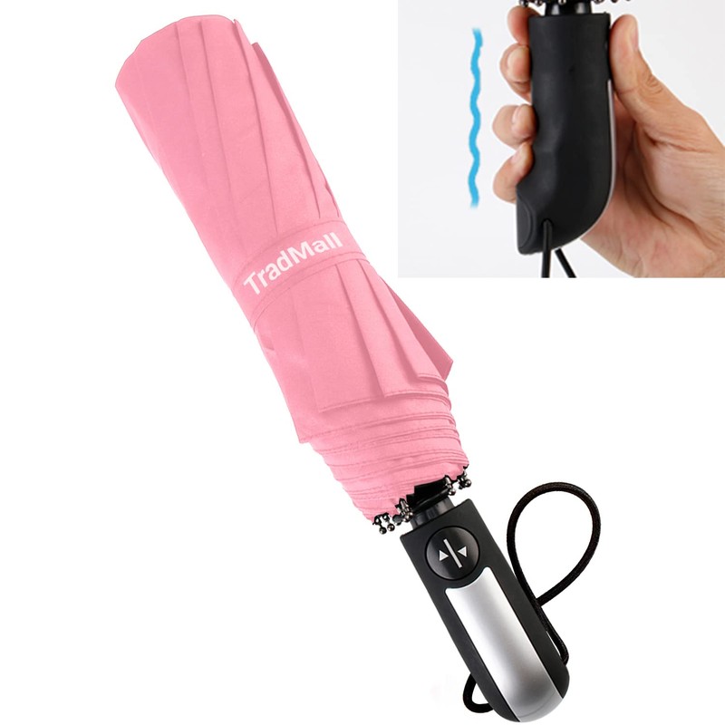 TradMall Travel Umbrella Windproof 56 Inches Canopy, Pink