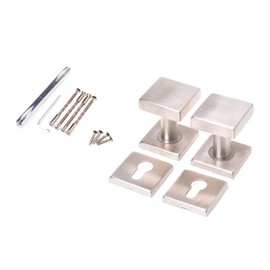 Aqbau® Door Knob Set, Door Knob Elegant Stainless Steel Door Knob Set - Square, Solid Workmanship, Complete Door Handle Set for Indoor, Door Knob, Door Handles, Door Handle Fixed Rosette PZ