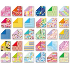 Toyo Origami Japanese Washi Paper Style, Chiyogami, Double-Sided, 15cm squares, 30 patterns, 120 Sheets, 018060