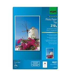 SIGEL IP612 InkJet Fotopapier Top, A4, 50 Blatt, hochglänzend, hochweiß, 210 g - auch mit 20 Blatt