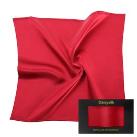 DAISYSILK Mulberry Silk Suit Pocket Square Men’s Handkerchief Pocket Squares 12"x12" Christmas Father's Day Gifts, Burgundy-gift Box, 12"x12"