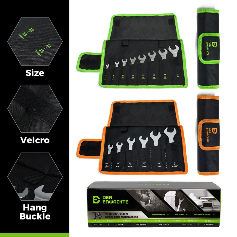 Der Erwachte Super-Thin Open End Wrench Set, 14-Piece SAE &