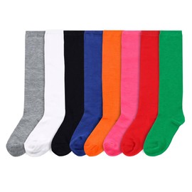ZGKULAEAOW Children's Socks, Plain, High Socks, Plain Weave, School Socks, Colorful, Solid, Recitals, Color Socks, Boys, Girls, Athletic Festivals, Sports Festivals, Stand Out, orange