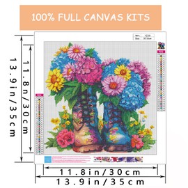 Eterkosu Boot Flowers Diamond Art Painting Kits for Adults - Spring Full Drill Diamond Dots Paintings for Beginners Round 5D Paint with Diamonds Pictures Gem Art Painting Kits DIY Adult Crafts Kits