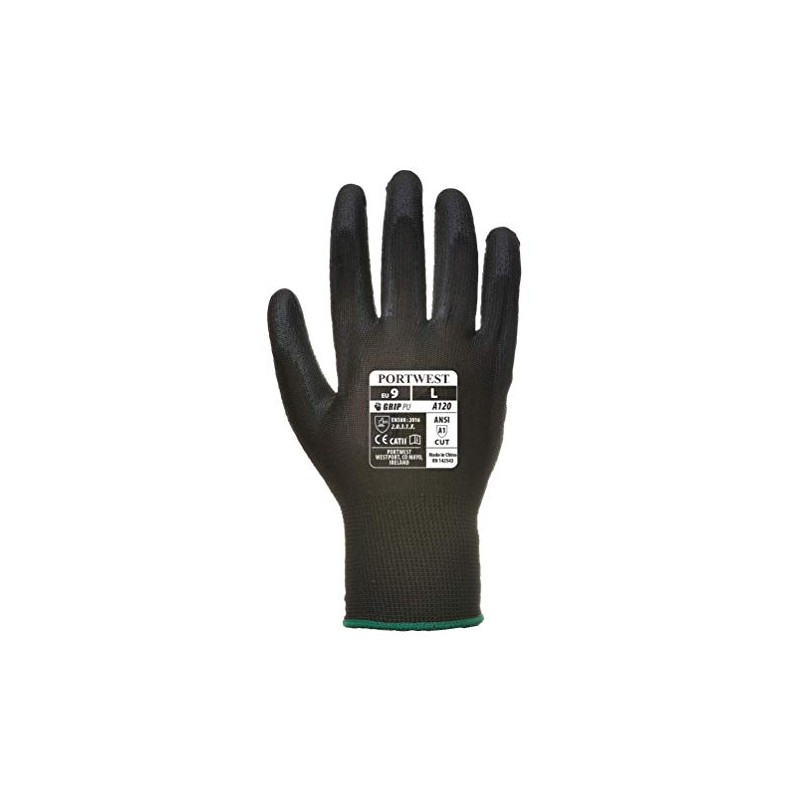 Portwest A120 Breathable PU Palm Glove Black, XX-Small
