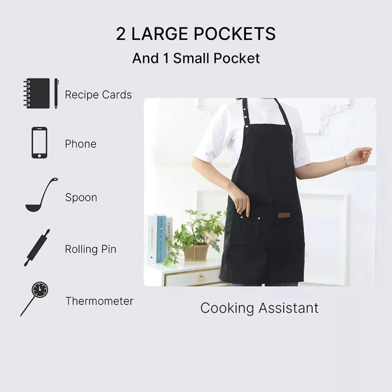 2 Pack Mandil Delantal Para Chef Anti-agua Poliéster Algodón Color