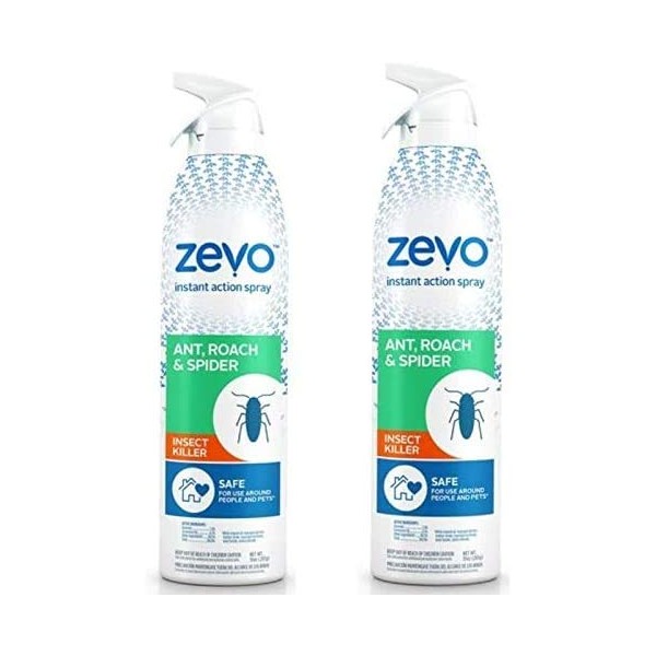 Zevo Roach Killer Ant, Roach, Spider Insect Spray (10 oz) | Indoor Outdoor Use | Instant Action | Pet People Friendly Safe (2 Pack)