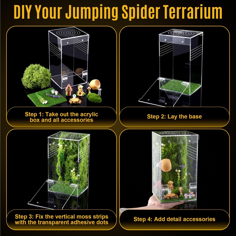 Feekoon Large Jumping Spider Enclosure Kit, Acrylic Insect Terrarium