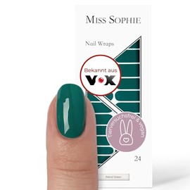 Original Miss Sophie Nagelfolien Petrol Green I 24 ultra-dünne Nagellack-Streifen einfarbig in Grün I Für Finger- & Fußnägel I Hält auf Natur- sowie lackierten, Acryl-, Gel- & Shellac-Nägeln