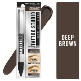 Maybelline TattooStudio Brow Lift Stick Makeup with Tinted Wax Conditioning Complex, Deep Brown, 1 Count