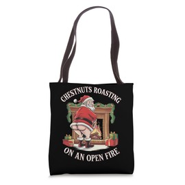 Naughty Santa Roasting Nuts Xmas Humour Tote Bag