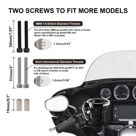 PSLER Motorcycle Drink Cup Holder Handlebar Mount Universal for Dyna Fat Bob Touring Road Glide Street Electra Glide Softail 1996-up Goldwing GL1800 2018-up