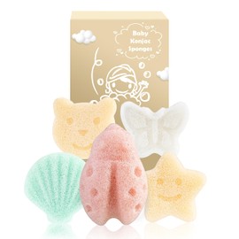 MoHern Konjac Baby Sponge for Bathing, 5Pcs Natural Cute Shapes, Kids Bath sponges for Infants, Toddler Bath time, Plant-Based, Extra Soft