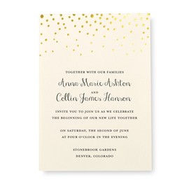 Gartner Studios Gold Foil Dots Print-at-Home Wedding Invitation Kit, Ivory, 5” x 7”, Set of 25