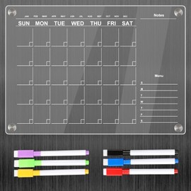 ZTOWOTO 1 Magnetic Fridge Calendar 30x21cm，Acrylic Clear Fridge Calendar Magnetic，Reusable Weekly/Monthly Planner For Family，Office,To Do List Meal Plan Board| Includes 6 Markers