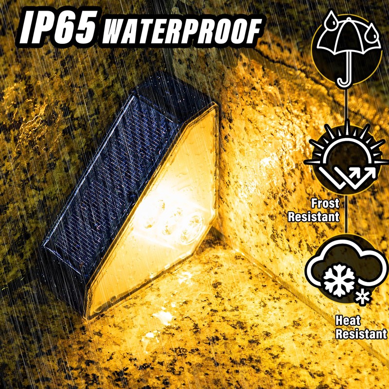 ROSHWEY Solar Stair Lights Outdoor Waterproof, 16 Pack Solar Step