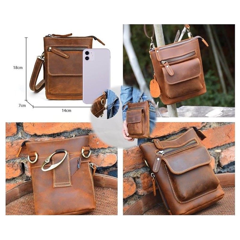 Chaiclo Casual Vintage Catavilla Belt Shoulder 3-Way Retro Genuine Leather