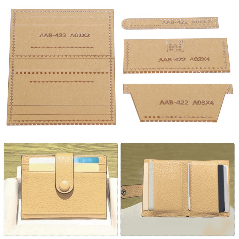 4Pcs Acrylic Template Card Holder DIY HandMade Leather Pattern Drawing