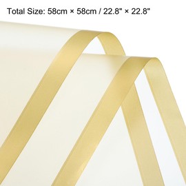 MECCANIXITY 20pcs Transparent Gold Border Flower Wrapping Paper 22.8"x22.8" Waterproof Floral Wrapping Paper for DIY Crafts, Gift Flower Shop Bouquet Packaging