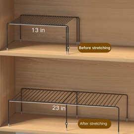 bangminda Kitchen Cabinet Expandable Shelf Organizers Set of 3, 6- Piece Adjustable Wire Shelf Rack Metal Wire Pantry Storage Shelves for Cupboard, Counter, Freezer, Countertop