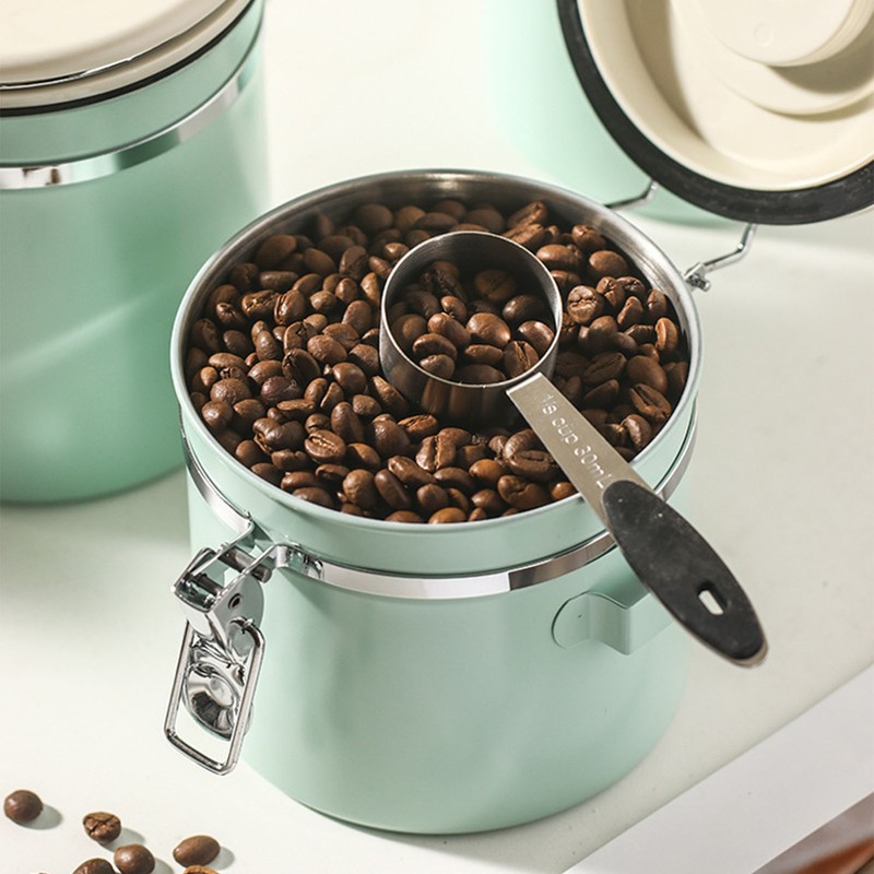 Coffee Canister Mint Green Food Grade Stainless Steel Airtight Coffee
