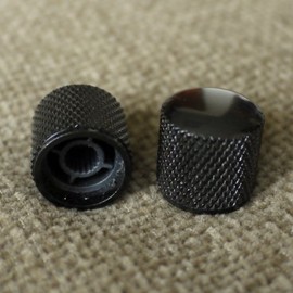 (A34) 2 Metal Dome knurling Guitar Knobs For Tele or JB Adjustable,Black