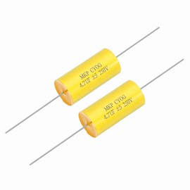 MECCANIXITY 2Pcs 4.7uf Frequency Divider Capacitor, 250V Axial Audio Speaker Crossover MKP Film Capacitor