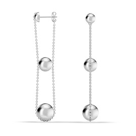 LeCalla 925 Sterling Silver Classic Ball Triple Beaded Drop Dangle Earrings for Women
