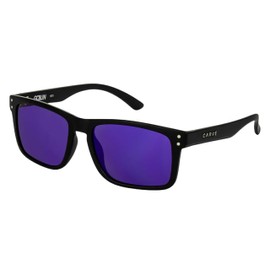 CARVE Goblin Sunglasses – Matte Black Rectangular Shades, Purple Mirror Lens, Bold Style & 100% UV Protection for Men & Women