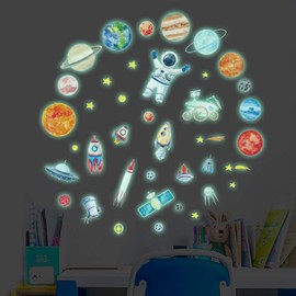 glow in the dark sticker wall sticker glow in the dark stickers wall stickers astronaut and planets starry sky twinkle cute stars wall stickers kids room decoration fluorescent stickers children's day