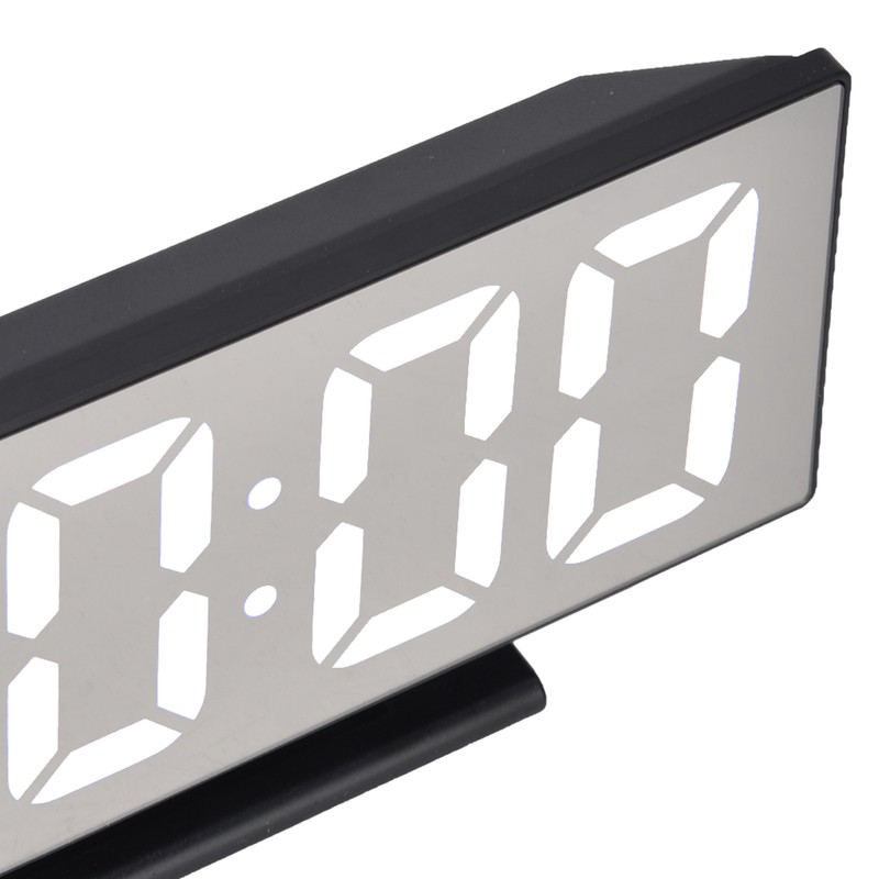 Digital Alarm Clock LED Mirror Screen USB Charging Automatic Dimming