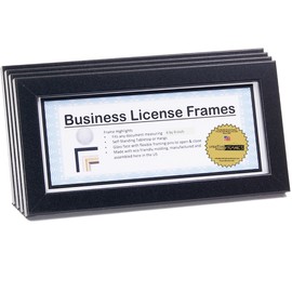 Creative Picture Frames 3.5 by 8.5 Inch Professional Black Business License Certificate Frame, Self Standing with Wall Hanger (Pack of 4)