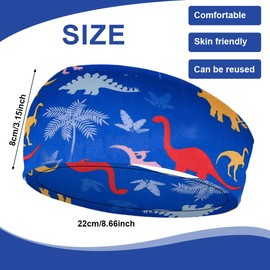 ZORVUJI Headband Boys Pack of 3 Headband Children Boys Dinosaur Sports Hair Bands Elastic Headband Girls Wide Headband for School Leisure