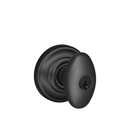 SCHLAGE F51A SIE 622 AND Siena Knob with Andover Trim Keyed Entry Lock, Matte Black
