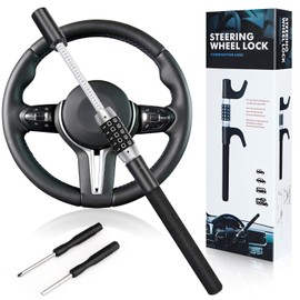 5 Digital Combination Car Steering Wheel Lock, LAMA Password Code Steering Lock, Retractable Keyless Heavy Duty Steering Wheel Lock, Universal Anti-Theft Car Steering Fit for Cars, Trucks, Vans, SUV