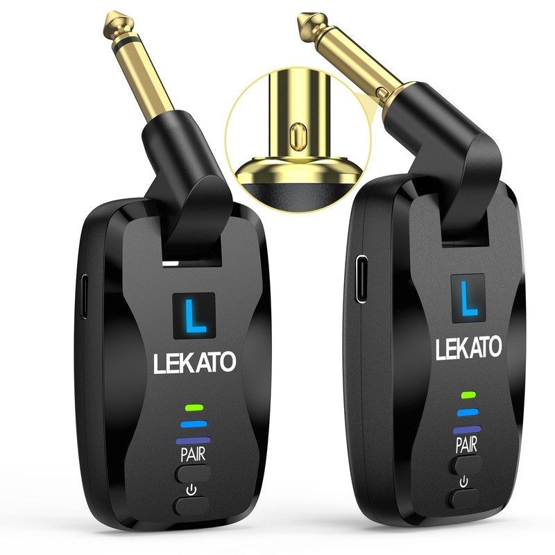 LEKATO 2.4Ghz Wireless Guitar System Exclusive Mute Plug for Electric