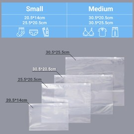Svaldo Clear Zip Bags for Travel, 25Pcs 30.5 * 20.5cm Polythene Bags for Clothes, Maternity Organiser Bags, Reusable and Waterproof (Without Vent Holes)