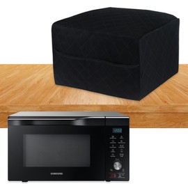Microwave Oven Cover, Convection Toaster Oven Cover, Black Waterproof Cotton Quilted Kitchen Appliance Protective Storage Bag 16.9 x 16.1 x 10.6 inches