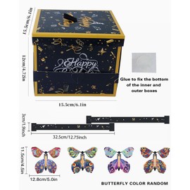 UYRVAPE Happy Birthday Gift Box, DIY, Butterfly Explosion Gift Box, DIY Happy Birthday, Surprise Money Gift Box for Friends, Children, Adults (15 x 14.8 x 12.5 cm)